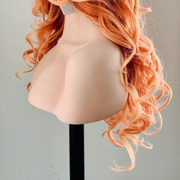 Gorgeous 24” Ombre Coral Mix Lace Front Premium Fiber Wig - Picture 5 of 7